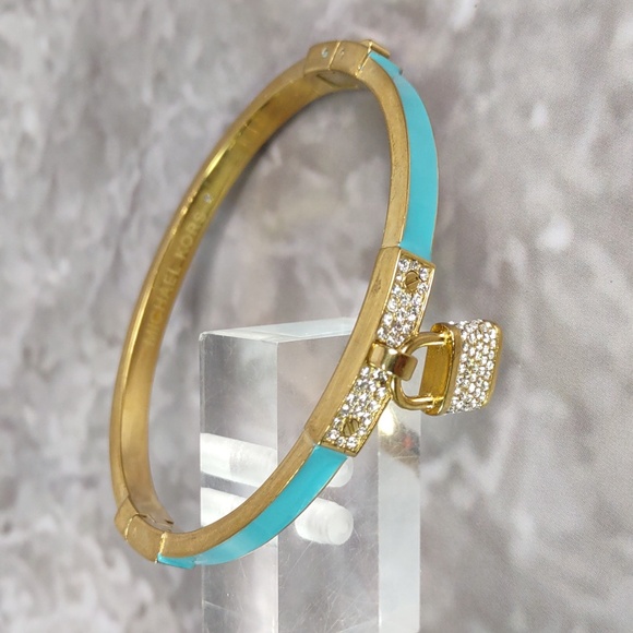 Michael Kors Enamel Bracelet w/Crystal Studded Padlock - Picture 4 of 8